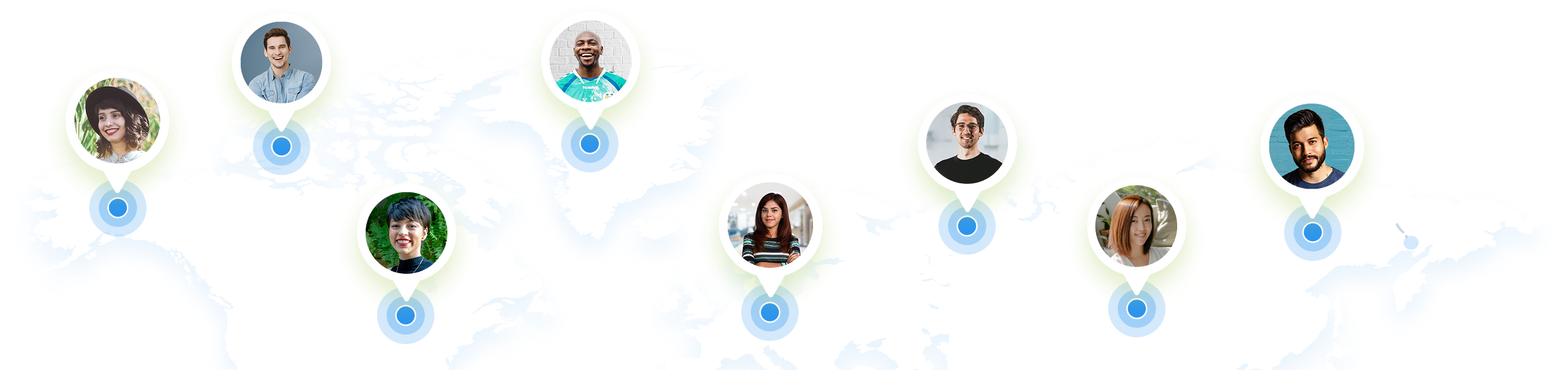 World map with diverse professionals from different countries